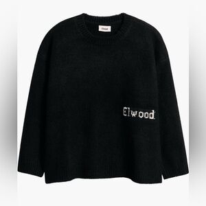 Elwood Black Oversized Crewneck Sweater Pullover Unisex Logo Sweatshirt